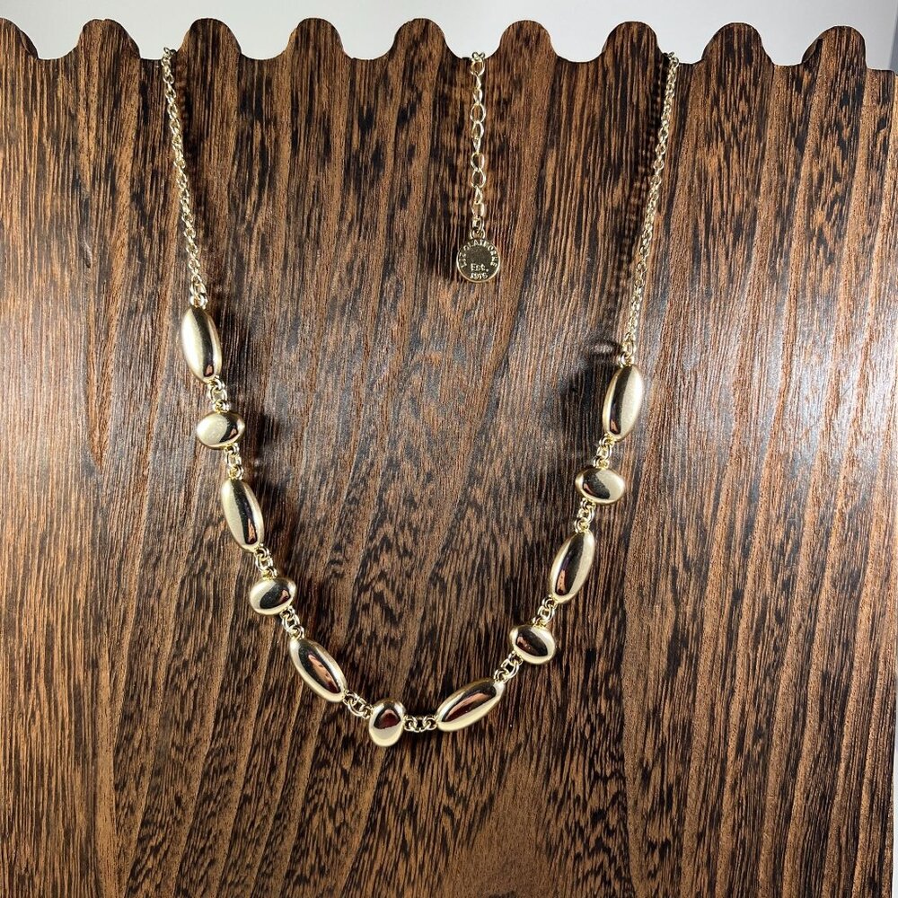 Liz Claiborne Gold-Tone Oval Bead Necklace With Adjustable Chain